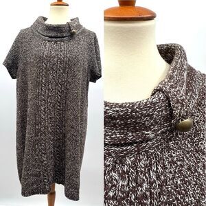 Style & Co Cowl Neck Sweater Dress Women Plus 1X Heathered Brown Cozy Pullover